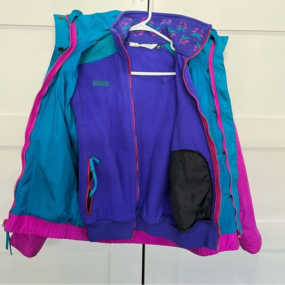 Columbia 80s bugaboo fleece windbreaker coat/winter Jacket Vintage Small Purple - Picture 5 of 9